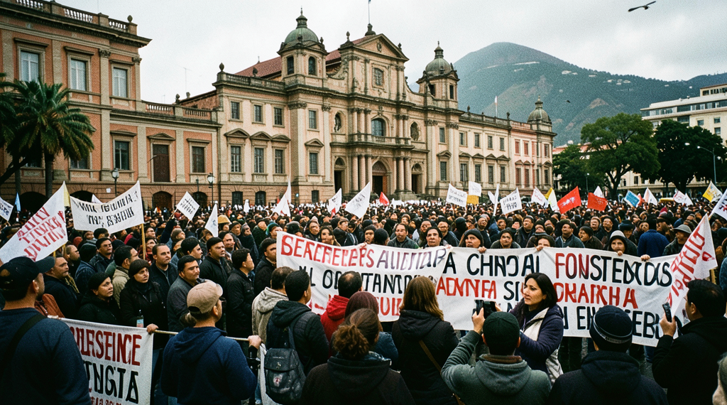 Manifestación ciudadana frente al palacio de gobierno en Santiago de Chile.