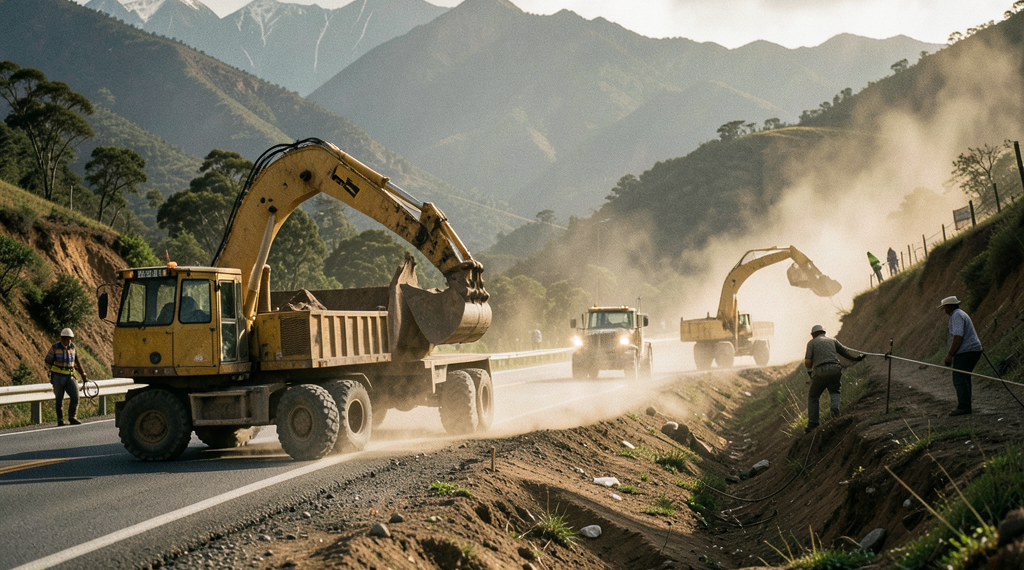 Carreteras bloqueadas siendo despejadas por autoridades en el contexto de la crisis boliviana.