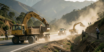 Carreteras bloqueadas siendo despejadas por autoridades en el contexto de la crisis boliviana.
