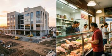 Infraestructura hospitalaria en construcción en Oruro y tiendas locales de embutidos en Tarija.