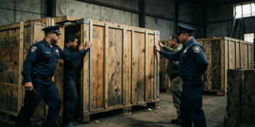 Cargamento de madera incautado por la policía brasileña tras hallazgo de cocaína.
