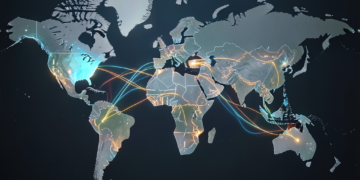 Mapa global destacando las zonas de interés en seguridad internacional.