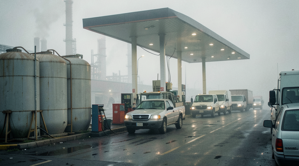 Cisternas de combustible de YPFB en fila en una planta de almacenamiento de Bolivia.