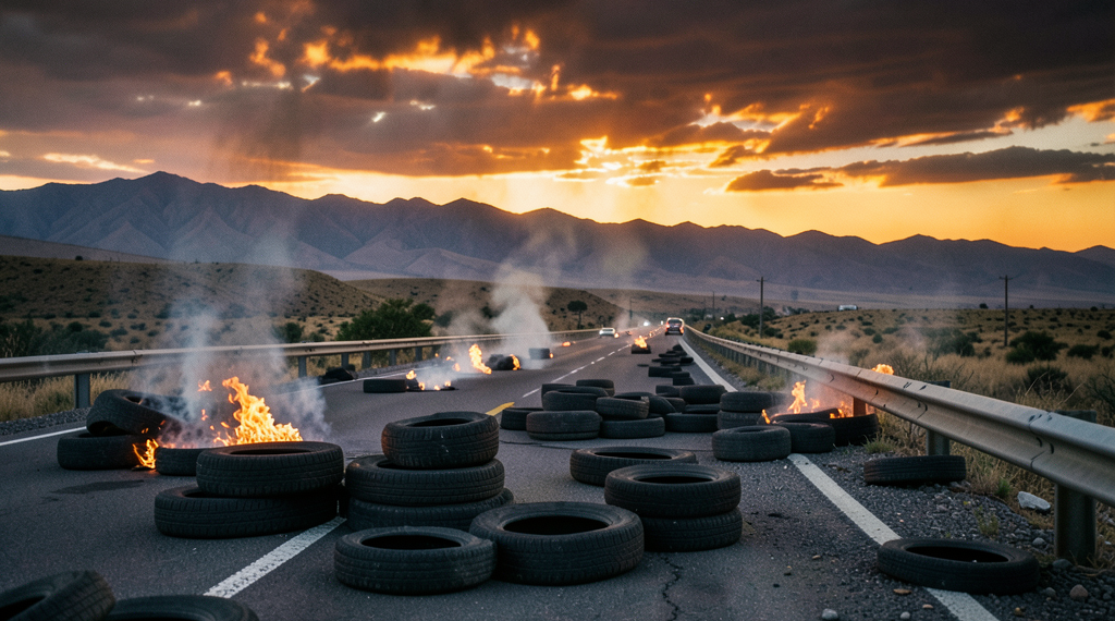 Puntos de bloqueo en las carreteras de Bolivia durante una protesta social prolongada.