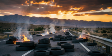 Puntos de bloqueo en las carreteras de Bolivia durante una protesta social prolongada.
