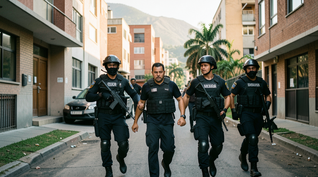 Efectivos de la FELCC durante el operativo de captura de un sospechoso en un condominio de Santa Cruz.