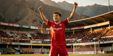 Jugadores de CD Guadalajara celebran victoria en el estadio Hugo Palenque de Challapata tras clasificar en Copa Simón Bolívar
