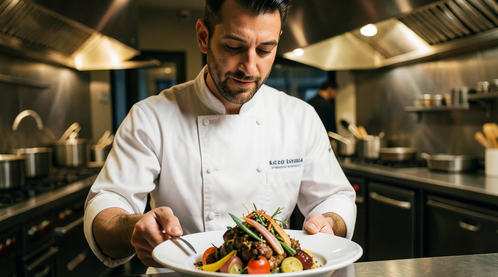 Chef Hans Lang Rodríguez presentando un plato gourmet con ingredientes andinos en su restaurante Teko.