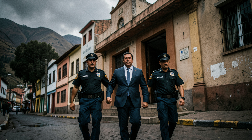 Exministro Mauricio Medinaceli trasladado por efectivos policiales a la Fiscalía de La Paz tras orden de aprehensión.