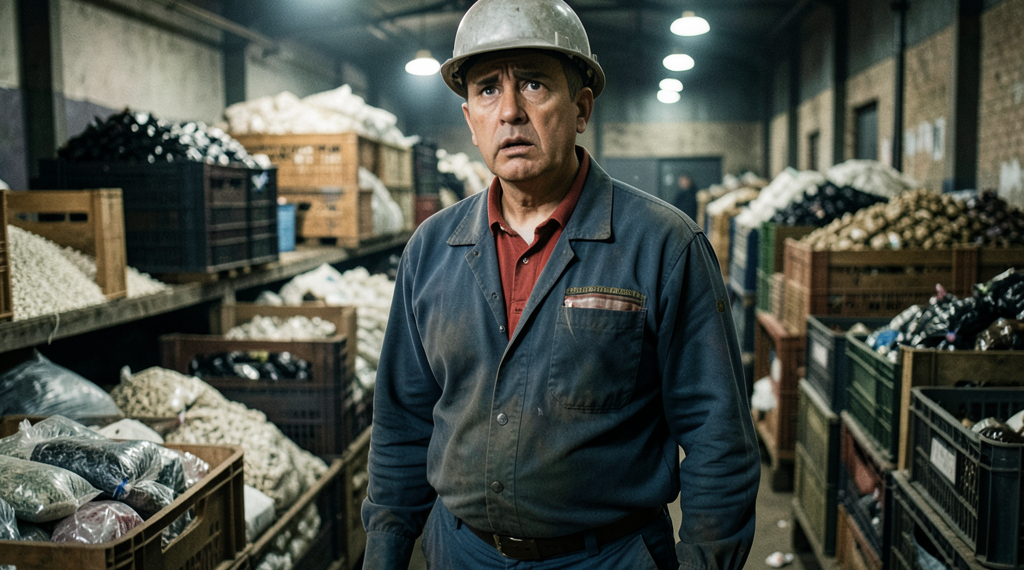 Trabajador en una planta industrial boliviana revisando maquinaria con preocupación por costos de insumos importados.