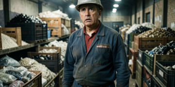 Trabajador en una planta industrial boliviana revisando maquinaria con preocupación por costos de insumos importados.