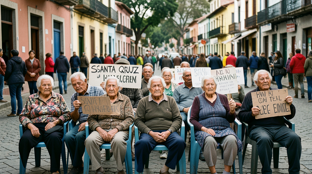 Pacientes renales en vigilia frente a la Gobernación de Santa Cruz exigiendo pagos a centros de diálisis.