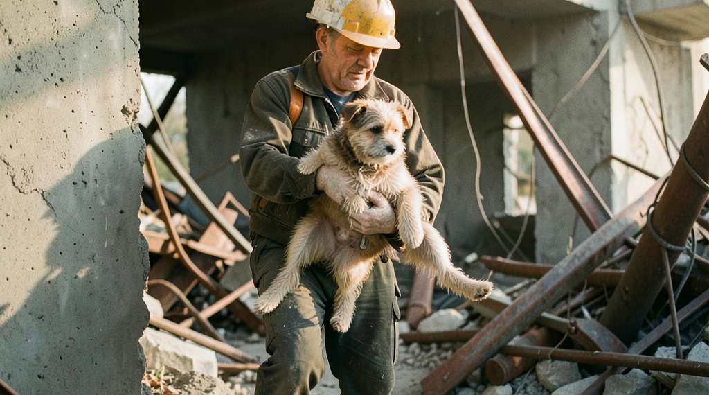 Rescate de un perro entre los escombros tras el terremoto en Cali, Colombia, simbolizando esperanza en la tragedia.