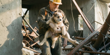 Rescate de un perro entre los escombros tras el terremoto en Cali, Colombia, simbolizando esperanza en la tragedia.