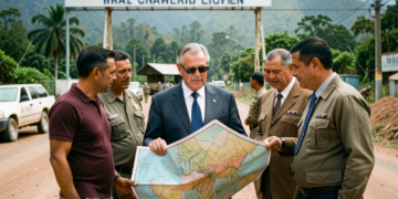 El presidente Rodrigo Paz supervisa puntos fronterizos en Guayaramerín para el lanzamiento del plan Frontera Segura.