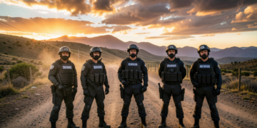 Agentes policiales bolivianos patrullando una zona fronteriza con Brasil para reforzar la seguridad.